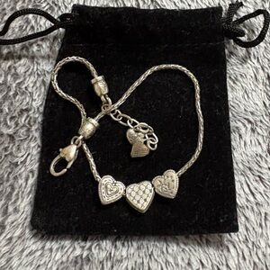 Brighton Silver Heart Charm Ankle Bracelet